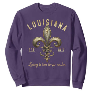 Louisiana Fleur De Lis Sweatshirt Laissez Les Bon Temps Rouler 1812 TS09 Purple Print Your Wear