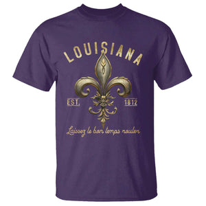 Louisiana Fleur De Lis T Shirt Laissez Les Bon Temps Rouler 1812 TS09 Purple Print Your Wear