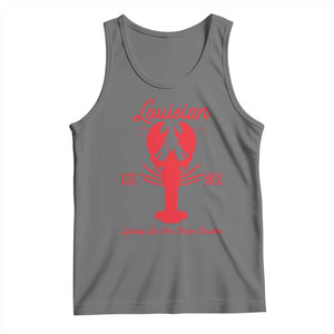 Louisiana Crawfish Tank Top Laissez Les Bon Temps Rouler 1812 TS09 Black Heather Print Your Wear
