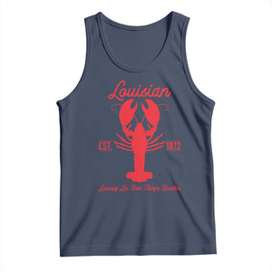 Louisiana Crawfish Tank Top Laissez Les Bon Temps Rouler 1812 TS09 Navy Print Your Wear
