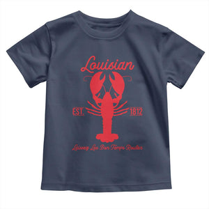 Louisiana Crawfish Toddler T Shirt Laissez Les Bon Temps Rouler 1812 TS09 Navy Print Your Wear