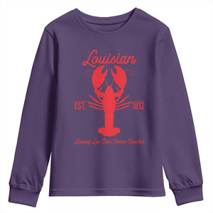 Louisiana Crawfish Youth Sweatshirt Laissez Les Bon Temps Rouler 1812 TS09 Purple Print Your Wear