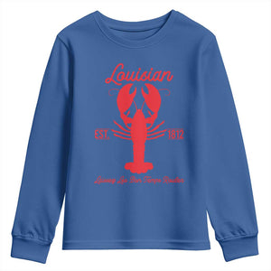 Louisiana Crawfish Youth Sweatshirt Laissez Les Bon Temps Rouler 1812 TS09 Royal Blue Print Your Wear