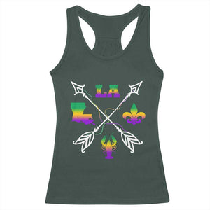 Louisiana Mardi Gras Racerback Tank Top Crawfish Fleur De Lis TS09 Dark Forest Green Print Your Wear