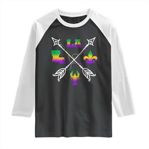 Louisiana Mardi Gras Raglan Shirt Crawfish Fleur De Lis TS09 Black White Print Your Wear