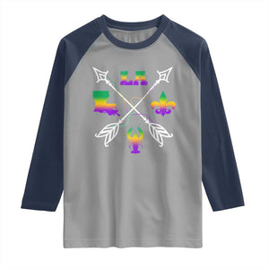Louisiana Mardi Gras Raglan Shirt Crawfish Fleur De Lis TS09 Sport Gray Navy Print Your Wear