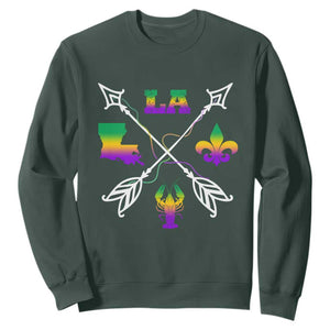 Louisiana Mardi Gras Sweatshirt Crawfish Fleur De Lis TS09 Dark Forest Green Print Your Wear