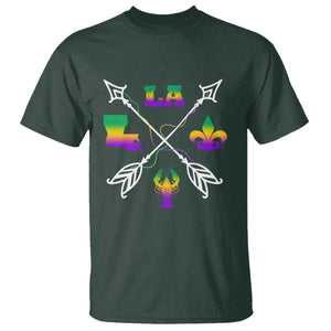Louisiana Mardi Gras T Shirt Crawfish Fleur De Lis TS09 Dark Forest Green Print Your Wear