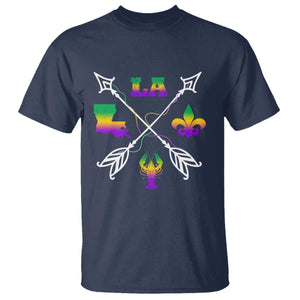 Louisiana Mardi Gras T Shirt Crawfish Fleur De Lis TS09 Navy Print Your Wear