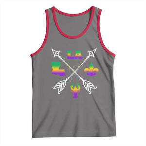 Louisiana Mardi Gras Tank Top Crawfish Fleur De Lis TS09 Deep Heather Red Print Your Wear