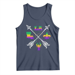 Louisiana Mardi Gras Tank Top Crawfish Fleur De Lis TS09 Navy Print Your Wear