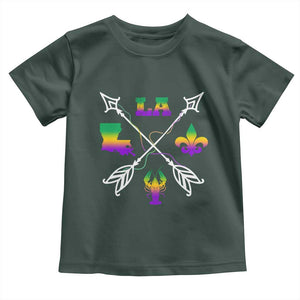 Louisiana Mardi Gras Toddler T Shirt Crawfish Fleur De Lis TS09 Dark Forest Green Print Your Wear