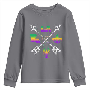 Louisiana Mardi Gras Youth Sweatshirt Crawfish Fleur De Lis TS09 Charcoal Print Your Wear