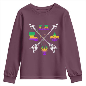 Louisiana Mardi Gras Youth Sweatshirt Crawfish Fleur De Lis TS09 Maroon Print Your Wear