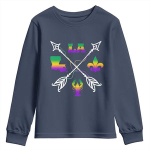 Louisiana Mardi Gras Youth Sweatshirt Crawfish Fleur De Lis TS09 Navy Print Your Wear