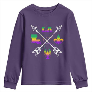Louisiana Mardi Gras Youth Sweatshirt Crawfish Fleur De Lis TS09 Purple Print Your Wear