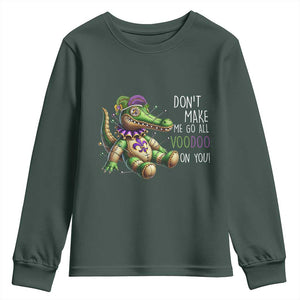 Voodoo Mardi Gras Youth Sweatshirt Aligator Voodoo Doll New Orleans Louisiana TS09 Dark Forest Green Print Your Wear
