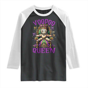 Mardi Gras Voodoo Queen Raglan Shirt TS09 Black White Print Your Wear