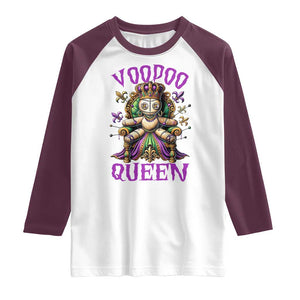 Mardi Gras Voodoo Queen Raglan Shirt TS09 White Maroon Print Your Wear