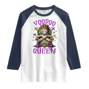 Mardi Gras Voodoo Queen Raglan Shirt TS09 White Navy Print Your Wear