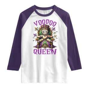 Mardi Gras Voodoo Queen Raglan Shirt TS09 White Purple Print Your Wear