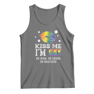 St Patrick's Day Tank Top Kiss Me I'm Gay Or Irish Or Drunk Or Whatever TS09 Black Heather Print Your Wear