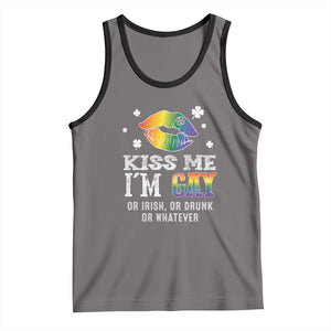 St Patrick's Day Tank Top Kiss Me I'm Gay Or Irish Or Drunk Or Whatever TS09 Deep Heather Black Print Your Wear