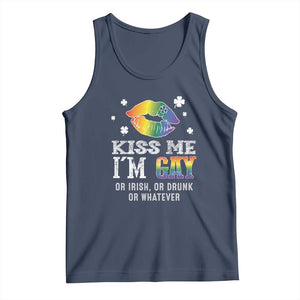 St Patrick's Day Tank Top Kiss Me I'm Gay Or Irish Or Drunk Or Whatever TS09 Navy Print Your Wear