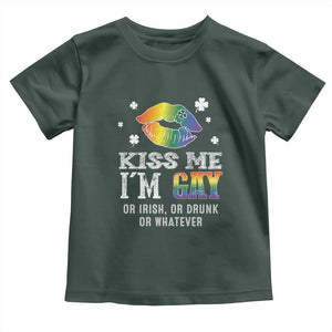 St Patrick's Day Toddler T Shirt Kiss Me I'm Gay Or Irish Or Drunk Or Whatever TS09 Dark Forest Green Print Your Wear
