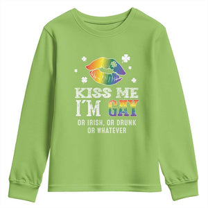 St Patrick's Day Youth Sweatshirt Kiss Me I'm Gay Or Irish Or Drunk Or Whatever TS09 Lime Print Your Wear
