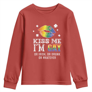St Patrick's Day Youth Sweatshirt Kiss Me I'm Gay Or Irish Or Drunk Or Whatever TS09 Red Print Your Wear
