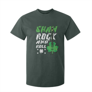 St Patrick's Day T Shirt For Kid Funny Sham Rock N Roll Shamrock Guitar TS09 Dark Forest Green Print Your Wear