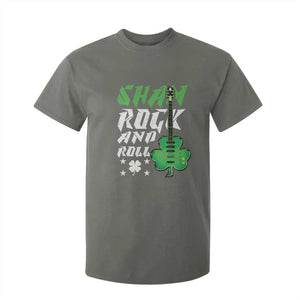 St Patrick's Day T Shirt For Kid Funny Sham Rock N Roll Shamrock Guitar TS09 Military Green Print Your Wear
