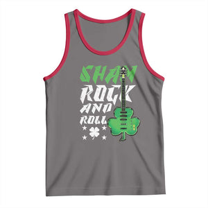 St Patrick's Day Tank Top Funny Sham Rock N Roll Shamrock Guitar TS09 Deep Heather Red Print Your Wear