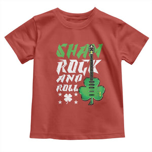 St Patrick's Day Toddler T Shirt Funny Sham Rock N Roll Shamrock Guitar TS09 Red Print Your Wear
