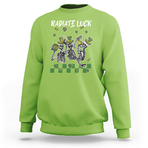 St. Patrick's Day Sweatshirt Radiate Luck Funny Skeleton Radiology TS09 Lime Printyourwear