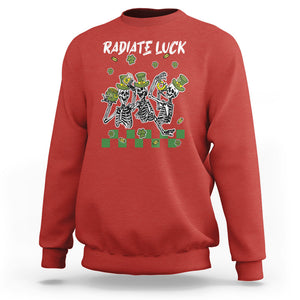 St. Patrick's Day Sweatshirt Radiate Luck Funny Skeleton Radiology TS09 Red Printyourwear