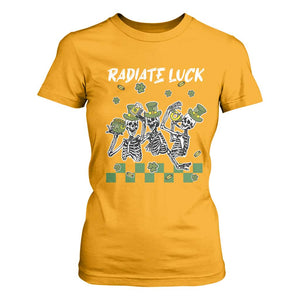 St Patrick's Day T Shirt For Women Radiate Luck Funny Skeleton Radiology TS09 Gold Print Your Wear