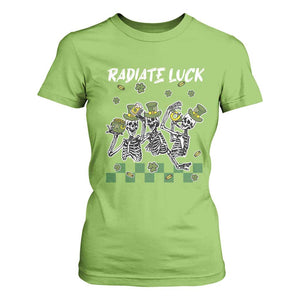St Patrick's Day T Shirt For Women Radiate Luck Funny Skeleton Radiology TS09 Lime Print Your Wear