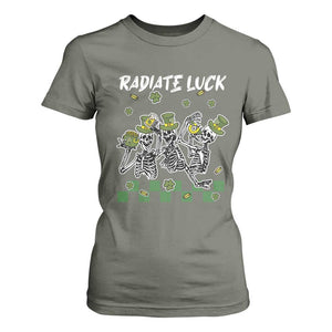 St Patrick's Day T Shirt For Women Radiate Luck Funny Skeleton Radiology TS09 Military Green Print Your Wear