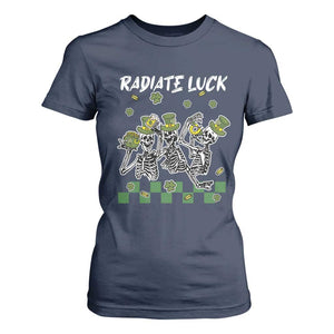 St Patrick's Day T Shirt For Women Radiate Luck Funny Skeleton Radiology TS09 Navy Print Your Wear