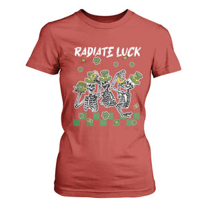 St Patrick's Day T Shirt For Women Radiate Luck Funny Skeleton Radiology TS09 Red Print Your Wear