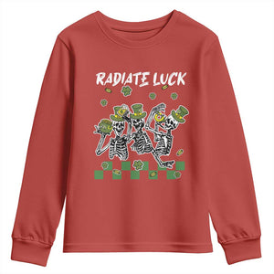 St Patrick's Day Youth Sweatshirt Radiate Luck Funny Skeleton Radiology TS09 Red Print Your Wear