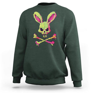 Easter Day Sweatshirt Bunny Skull Cross Bone Melting TS09 Dark Forest Green Printyourwear