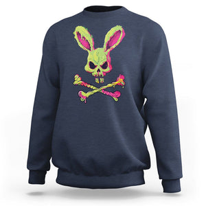 Easter Day Sweatshirt Bunny Skull Cross Bone Melting TS09 Navy Printyourwear