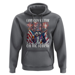 Funny 4th Of July Drinking Hoodie Everybody Gettin' Trashed On the Fourth American Opossum Patriotic Party TS09 Charcoal Print Your Wear