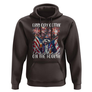 Funny 4th Of July Drinking Hoodie Everybody Gettin' Trashed On the Fourth American Opossum Patriotic Party TS09 Dark Chocolate Print Your Wear