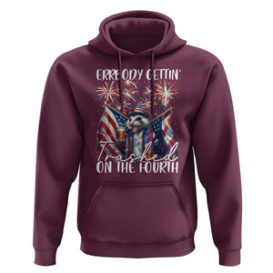 Funny 4th Of July Drinking Hoodie Everybody Gettin' Trashed On the Fourth American Opossum Patriotic Party TS09 Maroon Print Your Wear