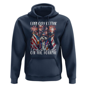 Funny 4th Of July Drinking Hoodie Everybody Gettin' Trashed On the Fourth American Opossum Patriotic Party TS09 Navy Print Your Wear