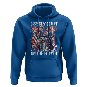 Funny 4th Of July Drinking Hoodie Everybody Gettin' Trashed On the Fourth American Opossum Patriotic Party TS09 Royal Blue Print Your Wear